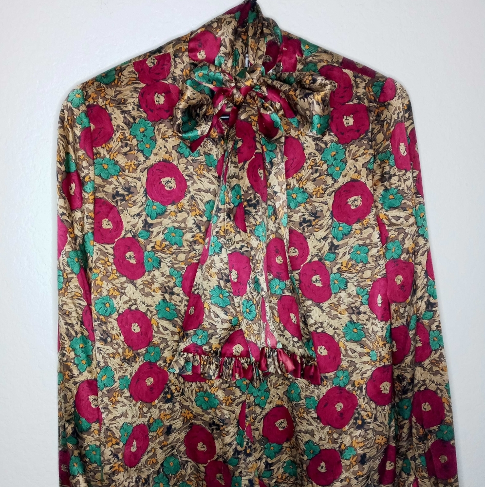Silk Satin Floral Blouse by Carlisle